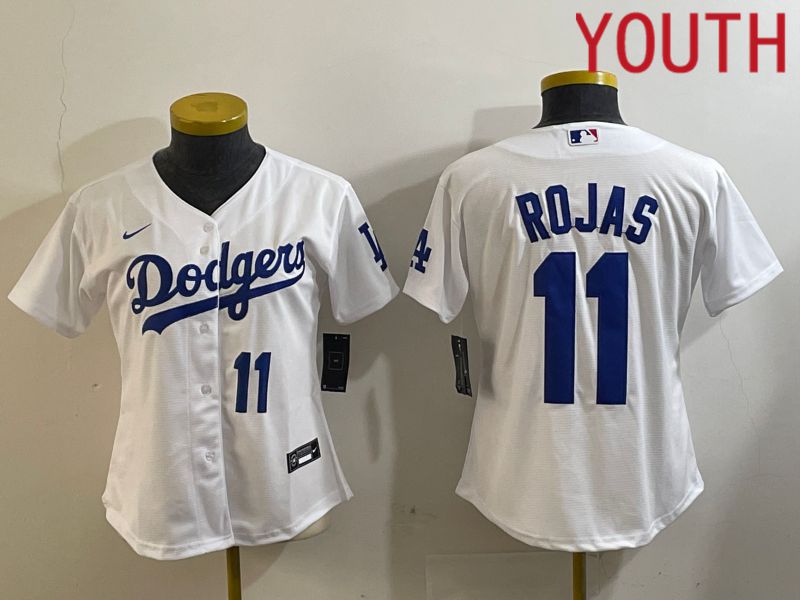 Youth Los Angeles Dodgers #11 Rojas White Game 2024 Nike MLB Jersey style 3->youth mlb jersey->Youth Jersey